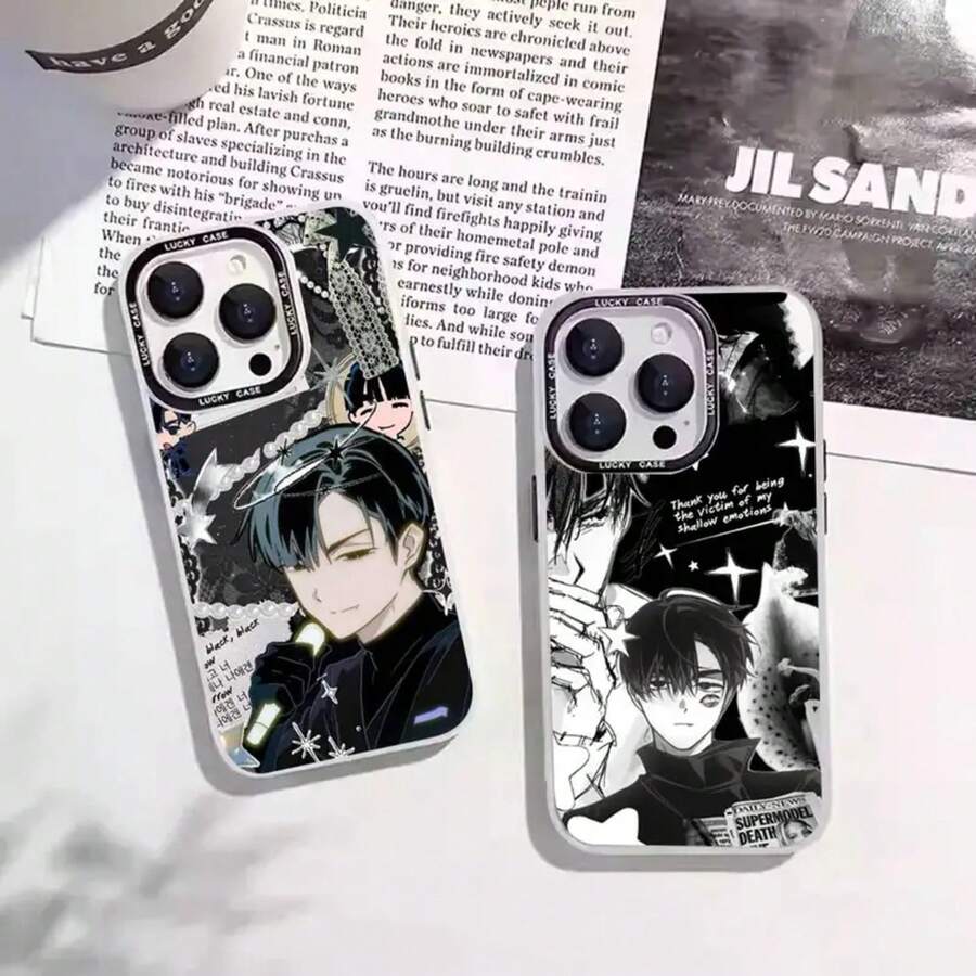 1 pieza Funda de teléfono con diseño de alienígena de Ivan Till, con carcasa de color plateado con efecto láser IMD para iPhone 17, 16, 15, 14, 13, 12, 11, Air, Pro, Max, Plus - z4 - Ver 1