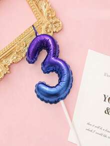 1pc-2pcs Blue Ombre Gradient 0-9 Number Birthday Candles, Creative Romantic Party Dreamy Gradient Candles - Blue - View 17