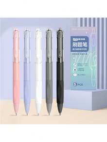 5pcs/Set Random Style Elegant Ballpoint Pens, Soft Grip, 0.5mm Fine Tip, Black Ink, Suitable For Diary, Office, Study, Writing Tools, Simple & Fashionable Design, Comfortable Grip, Durable - Multicolor - View 13