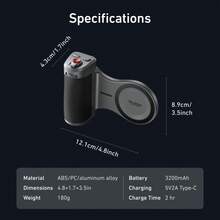 TELESIN Master Grip Kit For IPhone 17 Pro Max, Magnetic Phone Camera Grip With C03 Selfie Light+ UV Filters, Creator Kit Built 3200mAh Battery Wireless Charging - Cooling Graphene Case - Handle Grip - Combo iPhone 17 Pro Max Creator - Xem 9