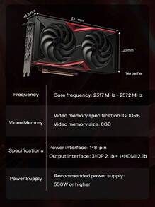 COLORFUL 戰斧 GeForce RTX 5050 DUO 8GB 顯示卡 極速享受出色視覺 酷燈效 高效散熱 DLSS 4 - 紅黑色 - 查看 6