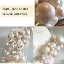 229 Stücke weiße und perlweiße Latex-Luftballons Romantisches Hochzeitsthema Ballon Girlande Bogen Set, mit 100 Stücke kleine Perlen Dekoration, für Geburtstag Hochzeit Baby-Dusche Bridal-Shower Verlobung Jahrestag Dekorationen - Verschiedenfarbig - Übersicht 9