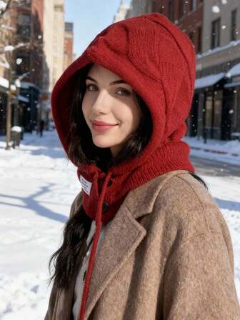 1pc Women's Knitted Balaclava Hat, Soft And Skin-Friendly Knitted Material, Full Head And Neck Coverage Design, Versatile, Fashionable And Warm Accessory For Daily Wear In Winter