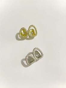 1 Set Fashionable Women's Hip Hop Rhinestone Hollow Heart & Hollow 6-Tooth Grill Teeth Grillz, Carnival Party Accessories, Christmas Couples Gift, Unisex - Multicolor - View 4