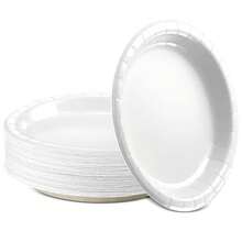 55/40/25/12 Stücke 7inch/9inch auslaufsichere dicke Pappteller | 3-Sekunden-Reinigung | Einweg für Partys | Hohe Kosten-Effektivität & Praktisch | Camping, Picknick, Zuhause Vorrat! Weiße Einweg-Pappteller für DIY Essen, Kuchen, Hochzeit, Geburtstag, Party, Abschluss, Weihnachten, Thanksgiving, Halloween, Ramadan, Ostern - Weiss - Übersicht 1