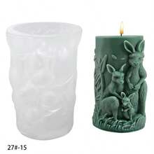 1pc Silicone Mold With Animal Scenes Of Giraffe, Kangaroo, Lion, Rabbit, Suitable For Candle Making - White - View 10