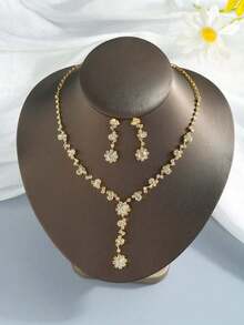 3 قطع مجموعة مجوهرات فاخرة أنيقة: سوار، أقراط، قلادة، إكسسوارات عروس موضة، ديكور قلادة ذهبية، مناسبة للمناسبات والحفلات والمهرجانات وعيد الحب