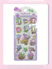 Cute Gold Glitter Shake Stickers - Light Color Design, Suitable For Mobile Phone Cases, Notebook Decorations And Handicrafts, Scissors Stickers, Diary Expansion, 3D Relief Stickers, Graffiti Stickers