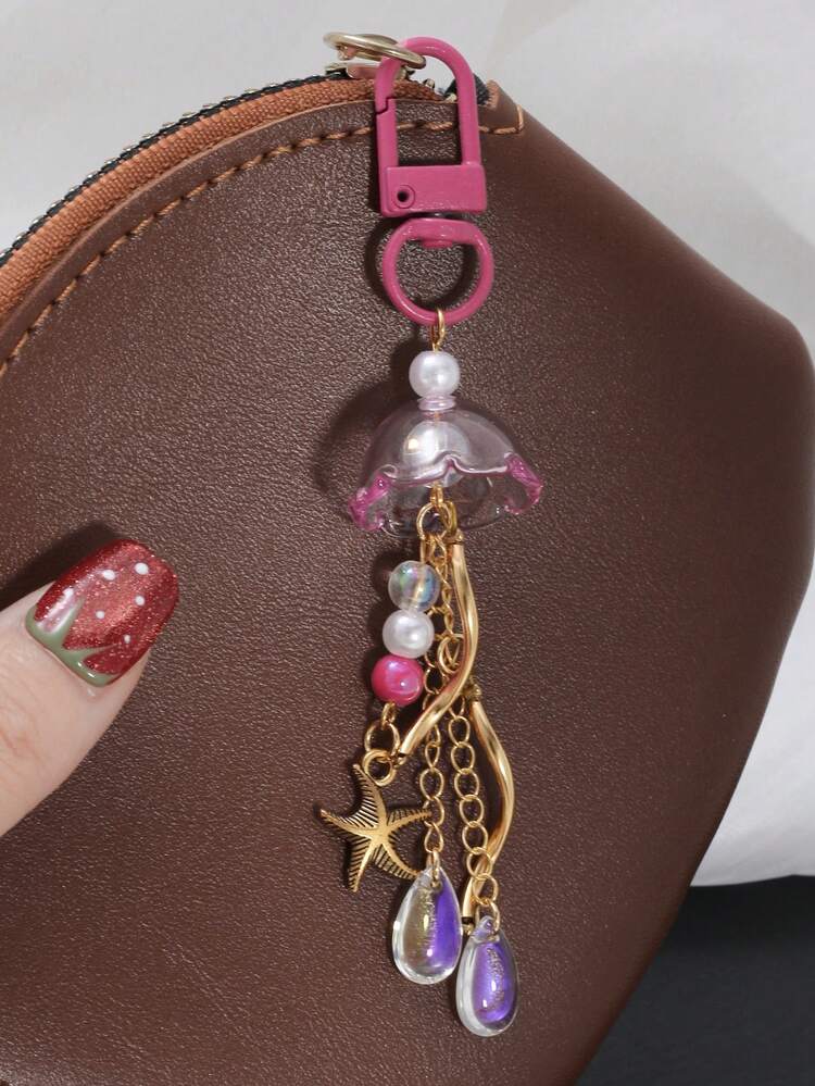 Breloc meduză 1 buc - Pandantiv semitransparent multicolor cu picătură de apă arcuită, breloc la modă lucrat manual pentru geantă, chei, rucsac, căști și alte accesorii decorative, potrivit pentru purtare zilnică și sărbători - Cadou pentru prieteni și familie - Multicolor - Vizualizare 22