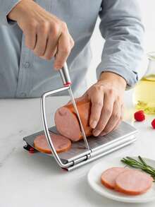 1 pieza Cortador de queso, cortador ajustable de alambre de acero inoxidable para cortar en rodajas gruesas, cortador de jamón y queso, cortador de queso de metal con mango ergonómico, adecuado para bloques de queso, utensilios de cocina.