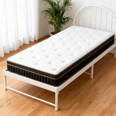 39 * 80 In, 10 Inch Comfortable Mattress, Twin XL Mattress, Innerspring Mattress With Black Gold Trim & White Cover - Medium Firm Support, Breathable Design For College Dorms, Tall Sleepers & Guest Rooms