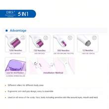 Dr.pen 3-In-1/5-In-1 Titanium Microneedle Derma Roller Set With Disinfection Slot/Protective Cover, Multiple Sizes For Face, Body And Beard, Microneedle Roller System, Minoxidil, Microneedle Therapy, Beauty, Skincare, Spa, Self-Care, Skincare Tools, Facial Care, Esthetician Supplies, Massage, Facial Massage Tools, Facial Roller - Purple - View 11