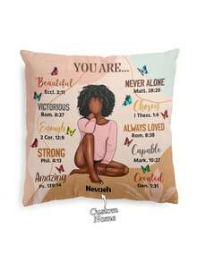 1个定制DIY名字枕套，设计个性化励志标语人像单面印花抱枕套，送给自信女孩的周年纪念礼物，送给家人、爱人、自己的礼物，圣诞节礼物