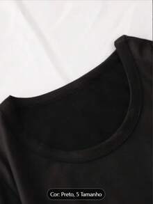 Camiseta Feminina 100% Algodão com Estampa de São Jorge Guerreiro Vencendo o Dragão – Fé, Proteção, Força Espiritual, Blusinha Feminina Casual Gola Redonda em Promoção - Preto - Visão 4