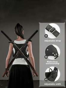 1pc Adjustable PU Leather Dual Sword Belt, Cosplay Renaissance Medieval Knight Warrior Viking Vest Weapon Rack Accessory,Halloween - Multicolor - View 2