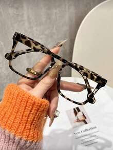 1/4 Pairs Women's Leopard Print Bohemian Style PC (Polycarbonate) Square Oversized Transparent Glasses, Suitable For All Seasons - Multicolor - View 9
