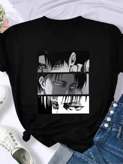 Japanese Anime Attack on Titanss Graphic Print T Shirt Women Casual Fashion Short Sleeve Plus Size T Shirt Women Women's Clothing
