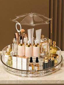 1 Peça Caixa de Armazenamento de Batom com Formato de Guarda-Chuva, Organizador de Maquiagem Giratório Acrílico Transparente de Camada Dupla, Suporte de Exibição de Cosméticos para Bancada, Presentes para Mulheres, Presentes de Natal, Ideias de Presentes para Mulheres