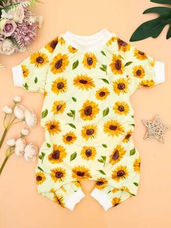 1 Stück Halloween Muster Haustier Pyjama, Mittel Kürbis Muster Hundekleidung