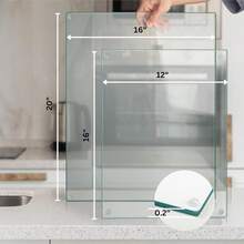 Glass Cutting Board 16"X12": Tempered Glass Kitchen Counter Protector - Durable- Scratch-Resistant, Heat-Proof - Clear Design - Transparent - View 4