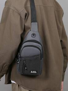 Quadruplet Urban Functional Shoulder Bag Set | Military Green/Deep Blue/Pure Black/Dark Grey Interpret Full Scene Aest --Grid Texture * Multi-Compartment Structure A Set Of Equipment To Unlock Commuting - Multicolor - View 3