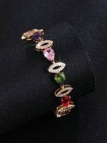 1pc Fashionable & Elegant European Style Zirconia Crystal Water Drop & Cone Bracelet, Suitable For Daily Decoration And Wear, Great Gift For Family And Girlfriend - Multicolor - View 1