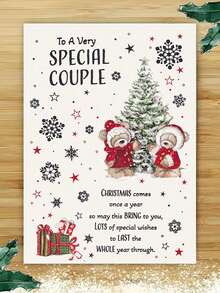 5/3/1pc Special Couple Christmas Card Without Envelope - Red Scarves & Snowy Tree, Heartfelt Message For Couples, Holiday Greetings For Christmas, New Year, Valentine's Day - Cute Gift For Partners & Loved Ones, Festive Celebration, Elegant Finish, Premium Cardstock, Romantic Partners