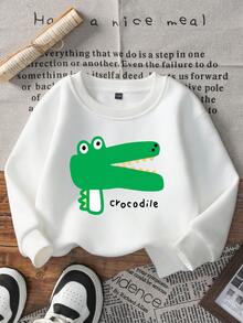 Bộ 3 áo nỉ cổ tròn in họa tiết thường ngày cho bé trai, mùa Thu/Đông - Áo hoodie in hình hổ, hà mã, cá sấu đáng yêu mang đến niềm vui và hạnh phúc cho mọi em bé! - màu đen - Xem 7