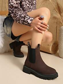 Fall/Winter Women's Popular Versatile Comfortable High-Top Elastic Slip-On Boots - Brown - View 5