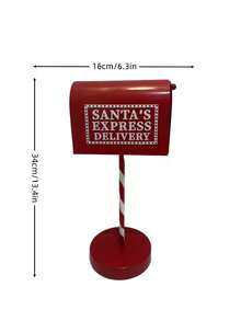 1 Vintage Wrought Iron Christmas Mailbox - Country Cotton-Style Red And White Mailbox With Golden Hinges, 3D Snowflake And Candy Bar Decoration, Indoor/Outdoor Holiday Decoration, Durable Metal Mailbox, Suitable For Porch Or Mantelpiece (Easy To Install)