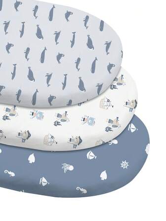 GLLQUEN BABY 3 Packs Bassinet Sheets, Stretch Sheets,Soft Cozy Fitted Bassinet Mattress Sheet (32" X 16") , Oval, & Rectangle Mattresses