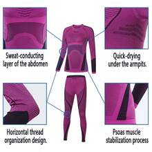 Thermal Underwear Set For Women Long Johns Warm Base Layer Top & Bottom For Cold Weather - Red - View 2