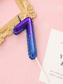 1pc-2pcs Blue Ombre Gradient 0-9 Number Birthday Candles, Creative Romantic Party Dreamy Gradient Candles - Blue - View 21