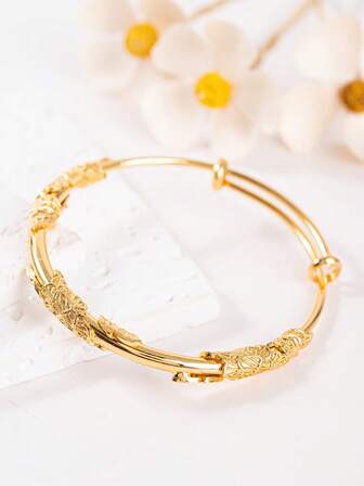 1pc New Retractable Rattan Bangle, Fashionable Gold-Tone Bracelet Suitable For Women's Daily Wear, Great Gift For Friends