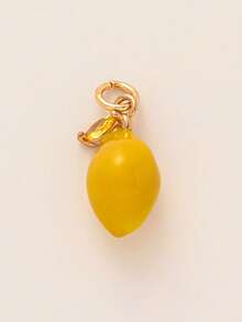 1pc Color Fashion Fruit Series Style Lemon Grape Peach Mushroom Banana Beautiful Flower Pendant, Electroplated 18K Gold, DIY Jewelry Accessories, Necklaces, Bracelets, Keychain Accessories Handmade Accessories, Easy To Match And Display Women's Charm, Small Pendant. - Multicolor - View 10