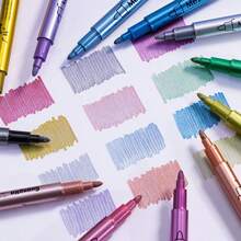 1/2/6/12pcs Set Of 12 Metallic Glitter Markers, Waterproof & Fade-Resistant Colored Drawing Pens, Suitable For Rock Painting, Crafts, DIY, Albums, Wood, Plastic, Ceramic - Chisel Tip Art Markers - Multicolor - View 11