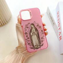 Sacred Virgin Mary & Rose - Themed Phone Case|Compatible with iPhone 17 16 15 14 13 12 Plus Pro Max& 22 23 24 25 series| Spiritual Gift for Friends & Self-Use,Christmas & Easter Gift Essentials,back to school &travel essentials | Elegant & Protective Accessory for Faith - loving &  - following Life - Blanco - Ver 3