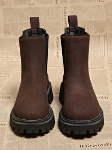 Giày bốt cổ cao co giãn thoải mái, đa năng, phổ biến cho nữ mùa thu/đông - màu nâu - Xem 3