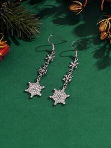 1 Par de Brincos Elegantes em Formato de Floco de Neve, Adequado para Festa, Banquete, Uso Diário, Ótimo Presente para Amigos