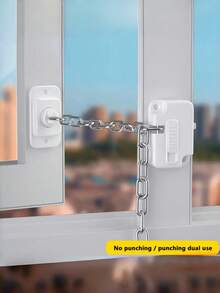 1pc Window Cabinet Fridge Chain Lock, Window Chain Lock Sliding Door Limiter, High-Rise Anti-Fall Protective Lock Buckle, Safety Lock Card No Drilling Required
