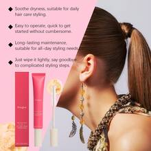 Hoegoa Hair Styling Cream Shattered Hair Finishing Edge Control Anti-Frizz Flyaways Long-Lasting Smooth Broken Loose Hair Repair Non-Greasy Shine Hair Shaping Cream With Brush - 粉色 - 查看 11
