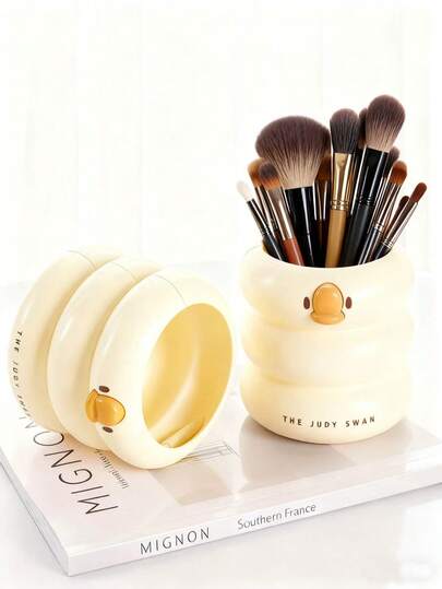 化妆刷收纳盒，多功能化妆刷眉笔架，可爱迷你郁金香造型储物罐 - 小花瓶化妆刷架，桌面化妆工具收纳盒，家居装饰，桌面办公收纳盒，适用于浴室、卧室、化妆刷收纳、花瓶、笔筒等。