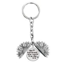 Keychain Pendant With Engraved Sunflower Pendant With Engraved Sunflower Christmas Gift Metal Keychain - Multicolor - View 12