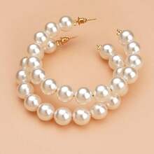 A Pair Of Exaggerated Large Pearl Earrings, Hypoallergenic Stainless Steel, With An Elegant And High-End Design, Essential For Fashionable Women, Suitable For Daily Wear - trắng - Xem 1