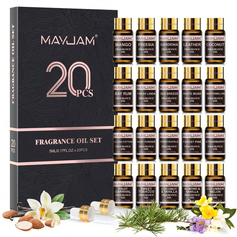 MAYJAM 香氛精油套装 - 经典套装 20 瓶 5ml 精油套装，适用于蜡烛制作、香氛、芳香疗法、加湿器、礼品 - 多樣化香型 - 查看 1
