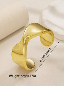 1pc DIY Fashionable Luxury Open Bangle Bracelet, Women's Gold-Tone Resin Bracelet, Versatile For Daily Wear, Party And Evening Events