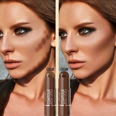 Stick de contour, stick de contour du visage en ton bronze en forme de V, ombrage naturel, convient à tous les tons de peau, peut être superposé, effet de maquillage naturel longue tenue, idéal pour le maquillage quotidien et les vacances