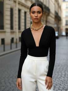 1pc Exaggerated Thick Chain Necklace, Gold Necklace, 2 Tone Silver-Gold Necklace, Elegant Classic Chain Choker, Daily Accessories, Party, Vacation, Dating Jewelry, Gift For Her - Yellow Gold - View 1