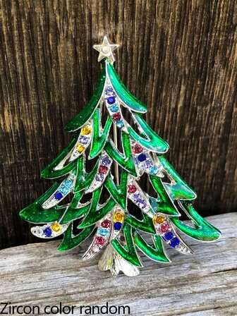 1개 크리스마스 트리 선물 브로치, 멀티 컬러 메탈릭 지르코니아, 파티 의상 및 데일리 웨어에 우아함, 파티 액세서리