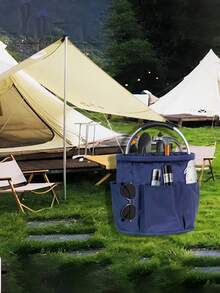 Oxford Cloth Bucket Tool Organizer Bag Multi-Compartment Portable Tool Storage Bucket Bag Garden Tool Organizer, Storage Basket With 6 Compartments And Large Central Compartment, Foldable For Space Saving With Carry Handle, Necessary Gardening Accessory For Home Multifunctional Storage Basket For Cleaning, Traveling - Multicolor - View 4